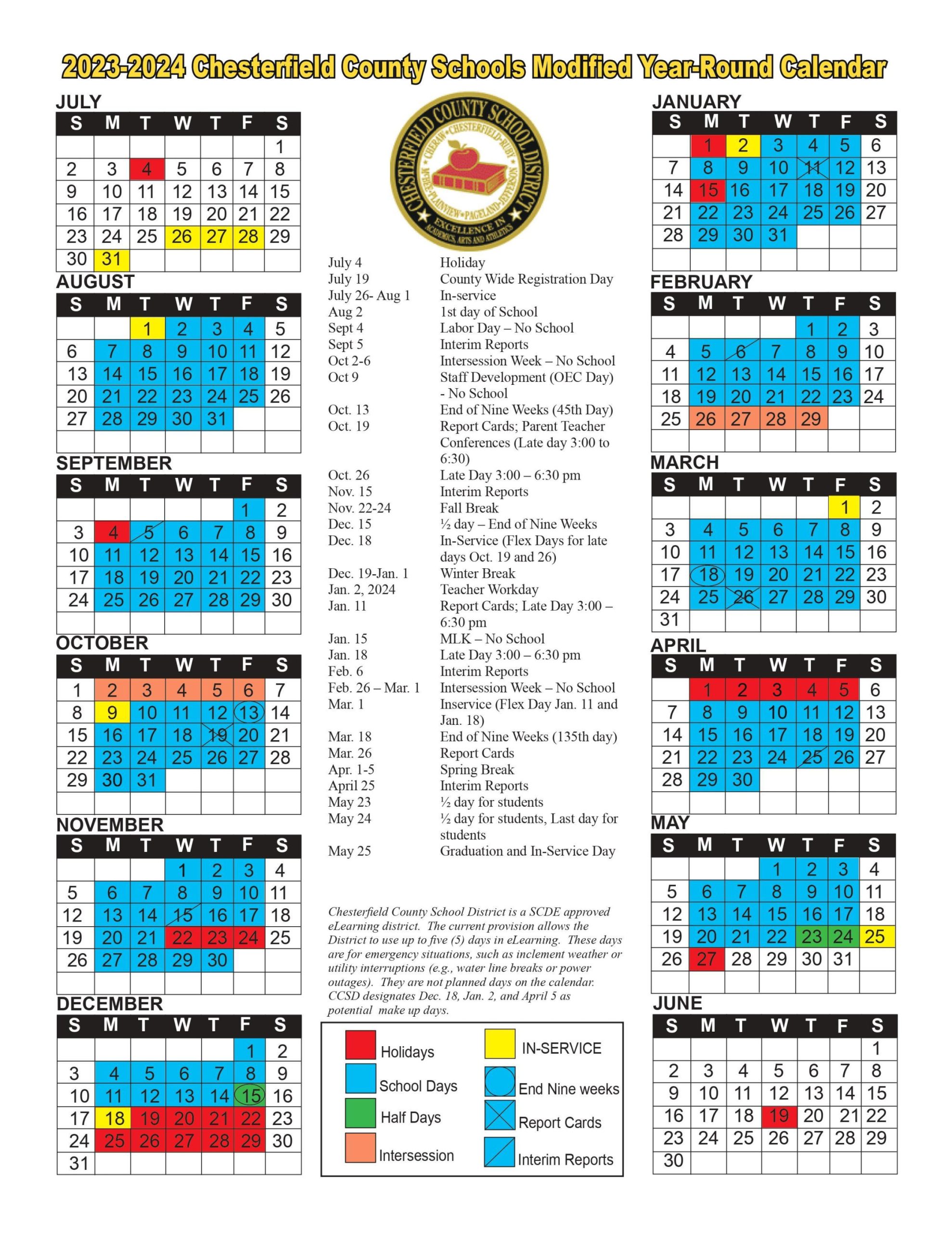 - Modified Calendar Released  Chesterfield County School