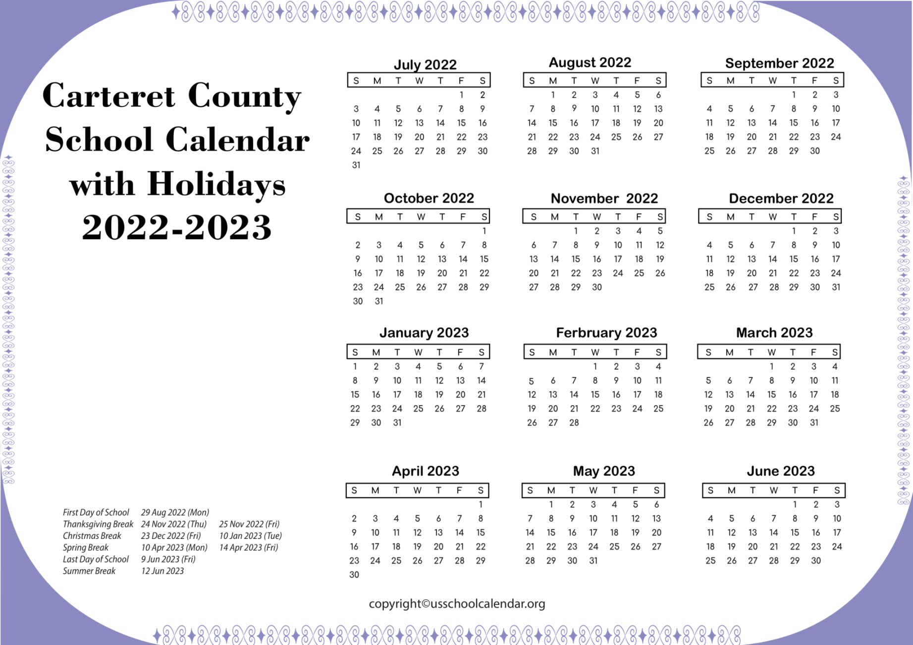 Carteret County Courthouse Calendar - Printable Lifestyle