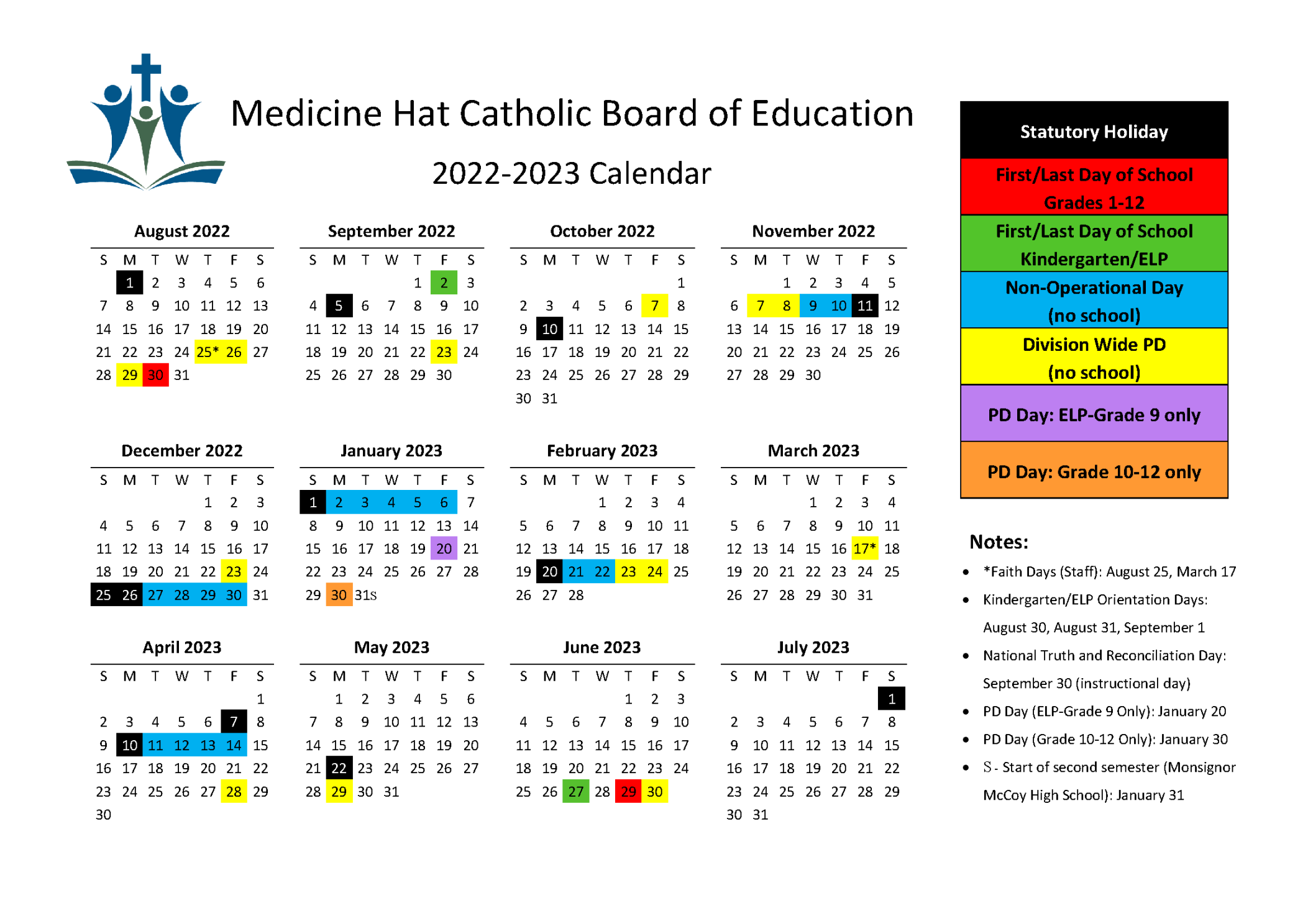 - School Year Calendar  Medicine Hat Catholic Board of