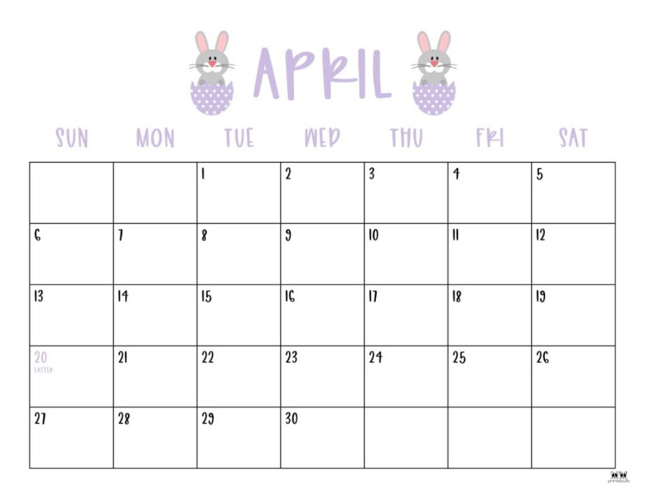 April  Calendars -  FREE Printables  Printabulls