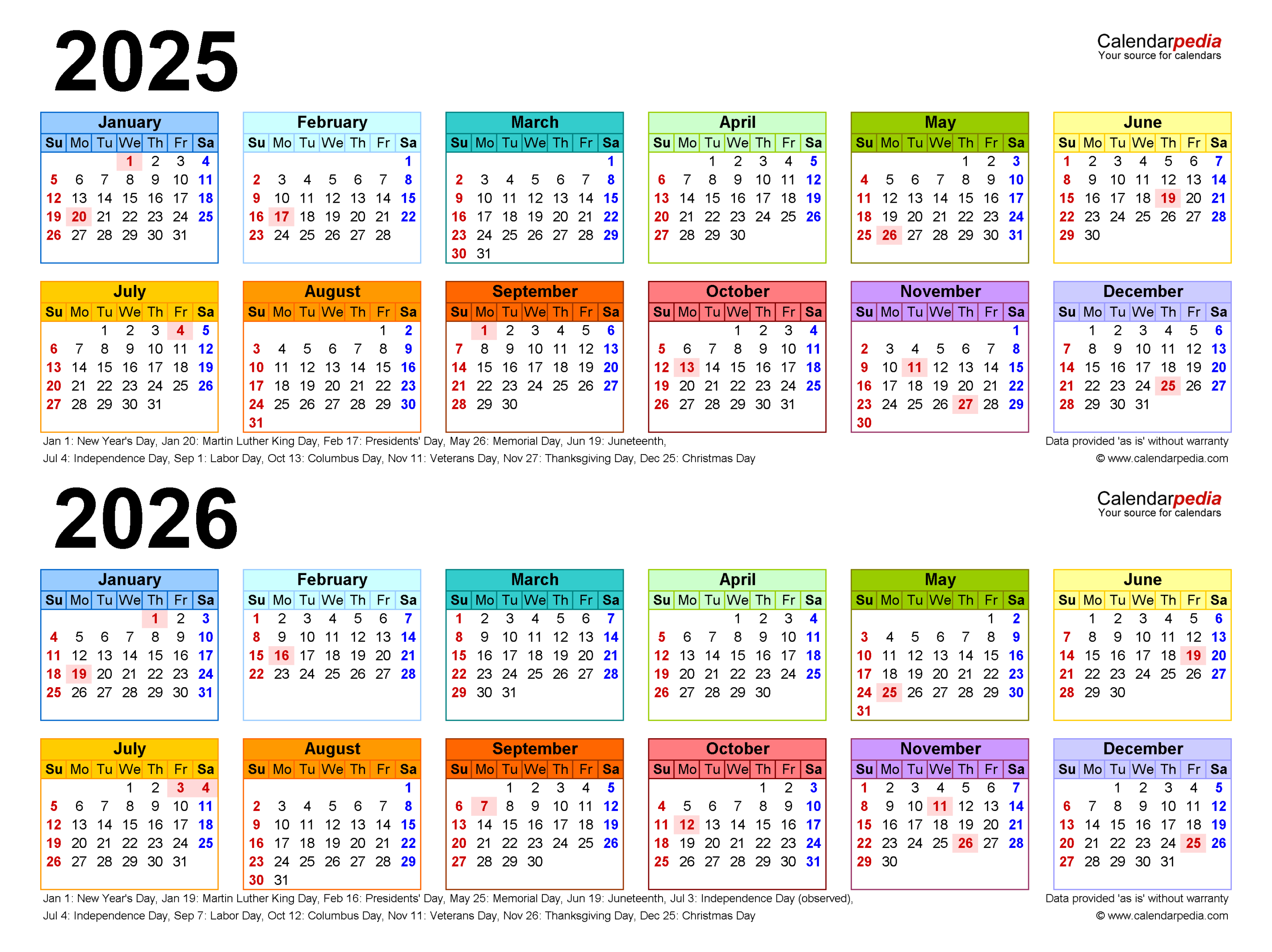 - Two Year Calendar - Free Printable PDF Templates