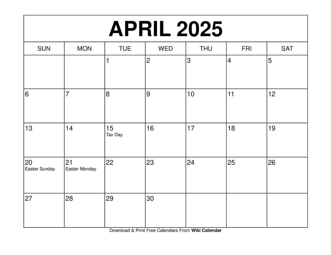 April  Calendar - Printable Templates & More