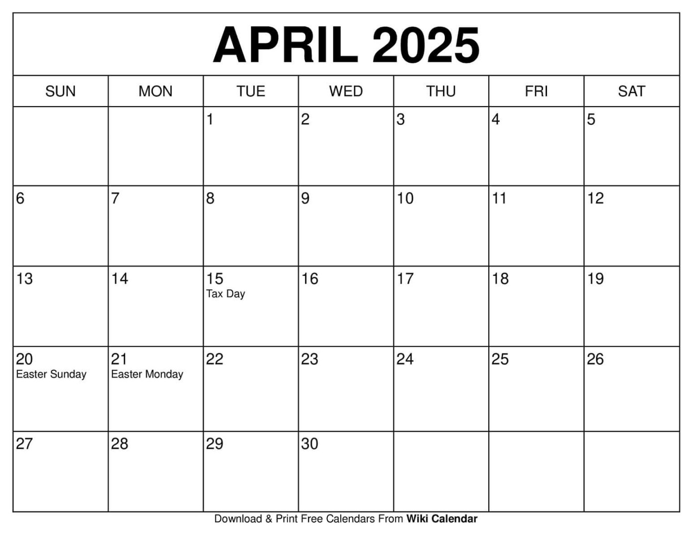 April  Calendar - Printable Templates & More