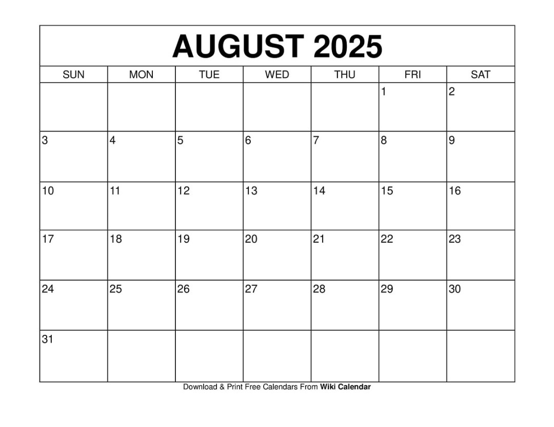 August  Calendar - Printable Templates & More