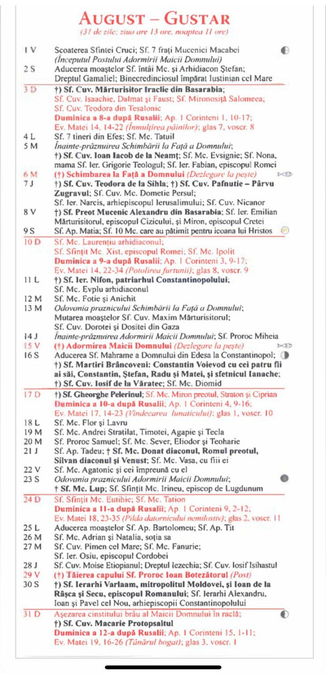 Calendar Ortodox : Toate sărbătorile importante din an
