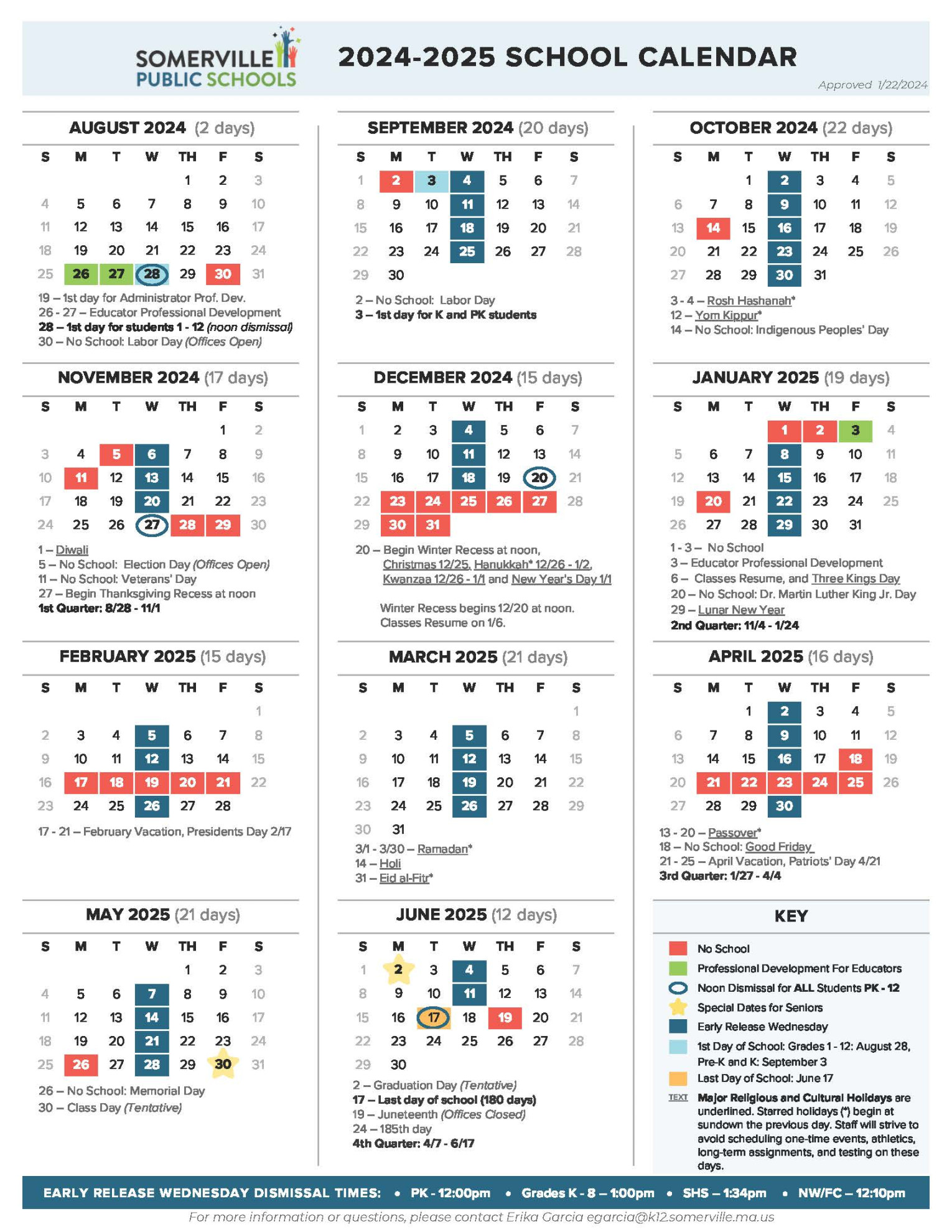 - District School Year Calendar  Somerville Public Schools
