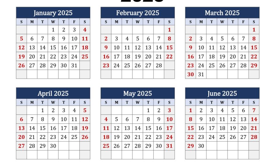 2025 January To June Calendar