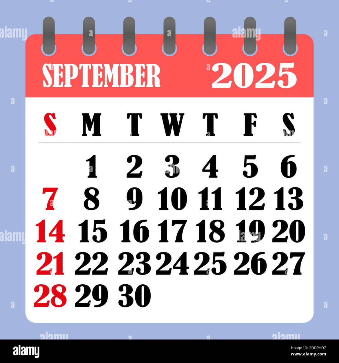 Letter calendar for September