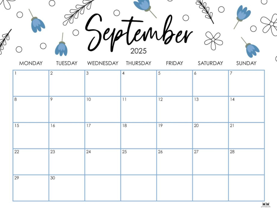 September  Calendars -  FREE Printables  Printabulls