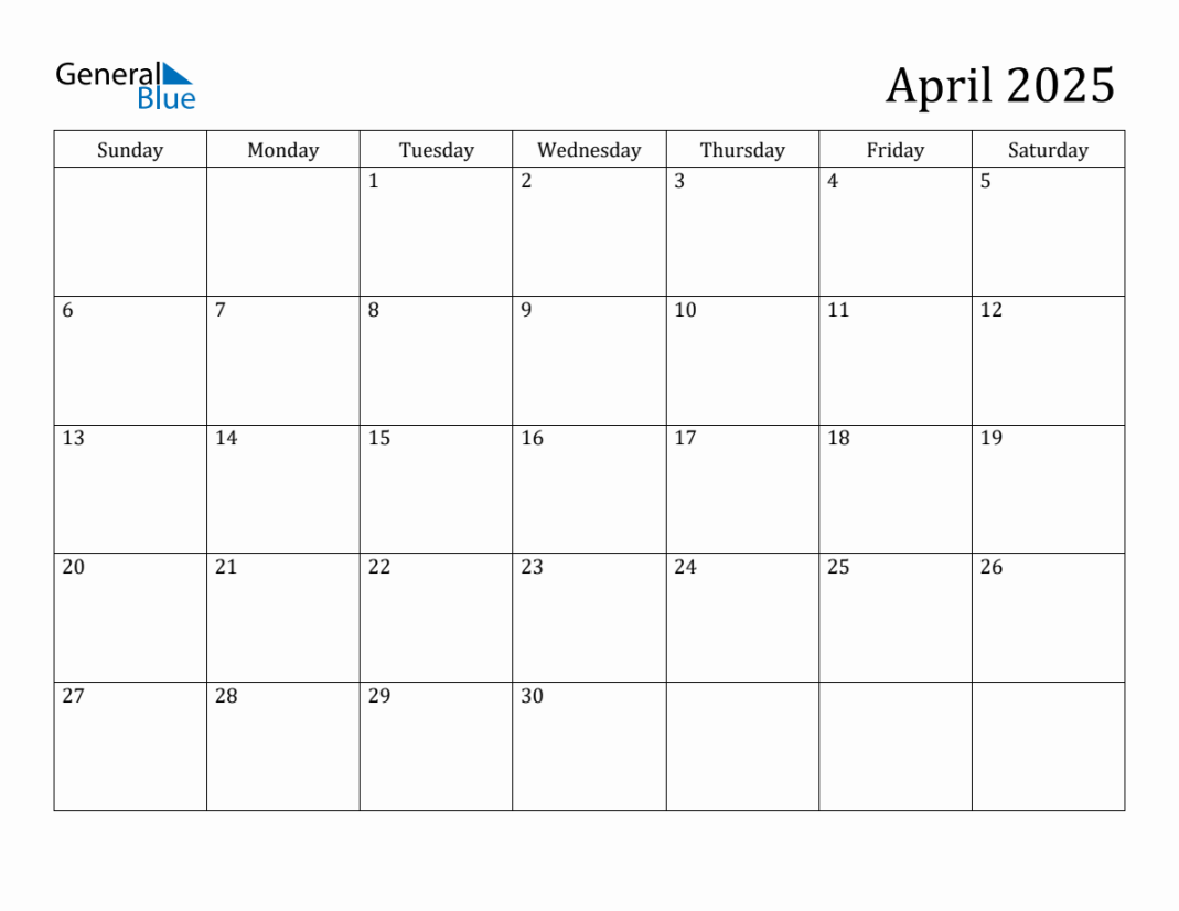 April  Monthly Calendar