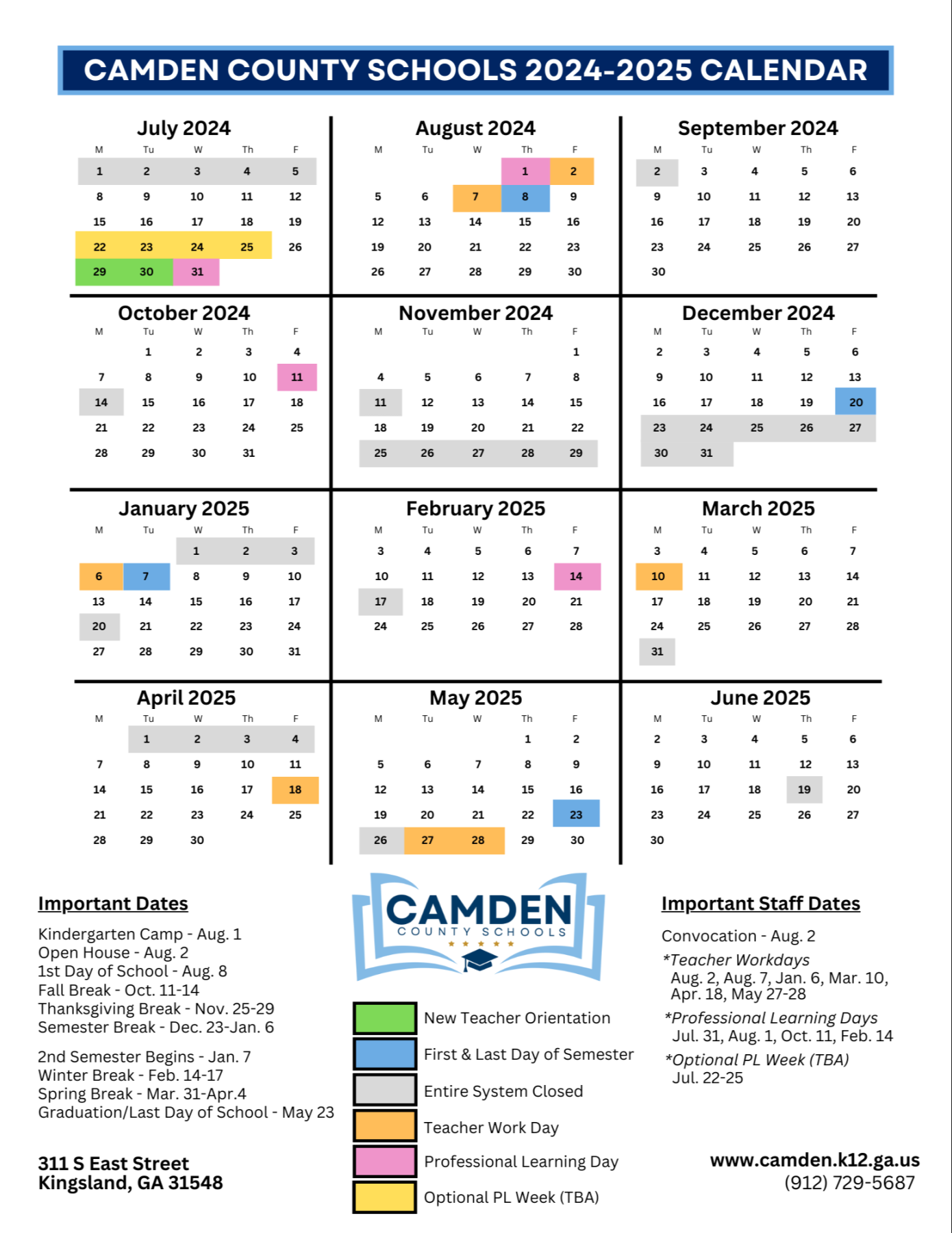 CALENDAR  Camden County Schools