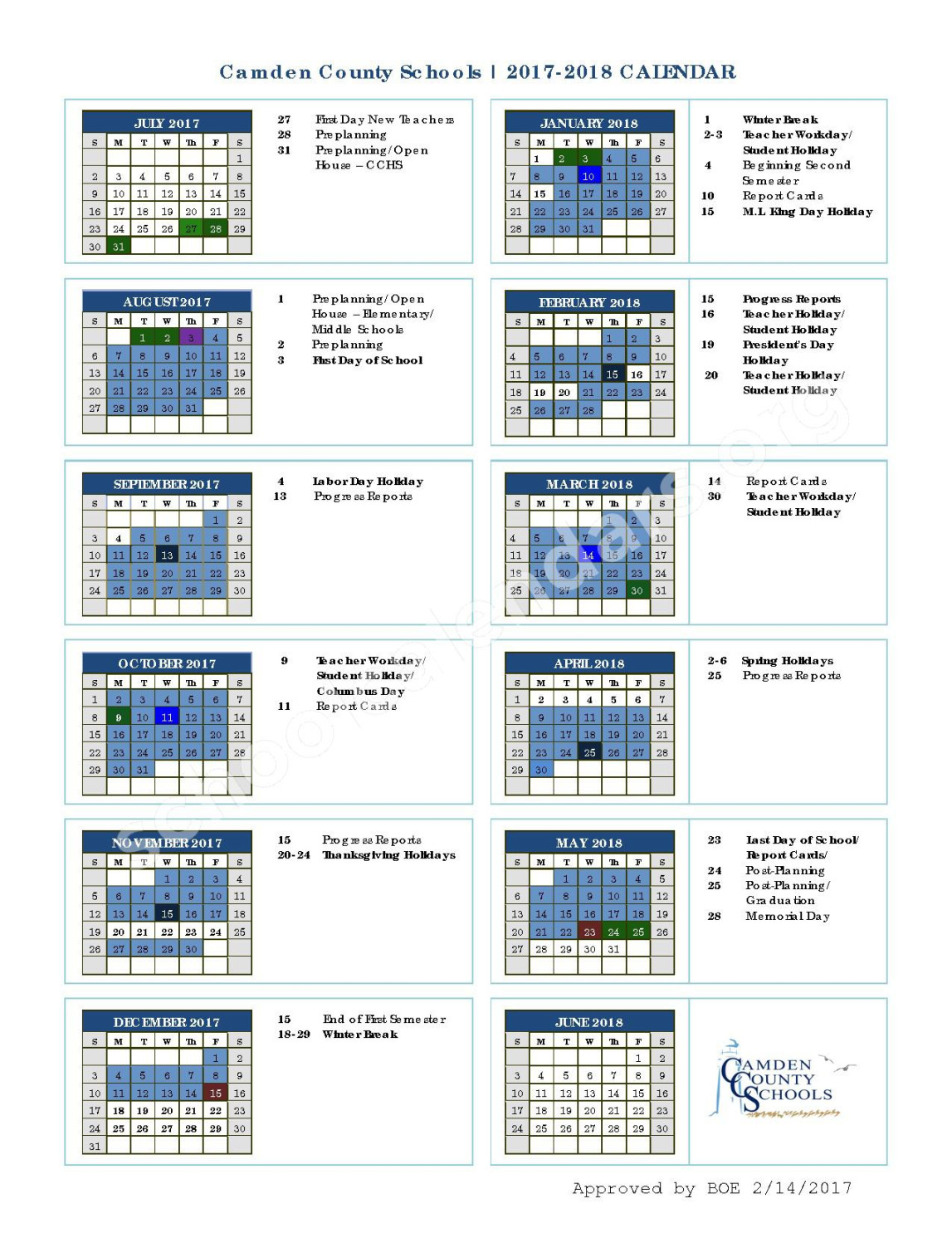 Camden County School District Calendars – Kingsland, GA