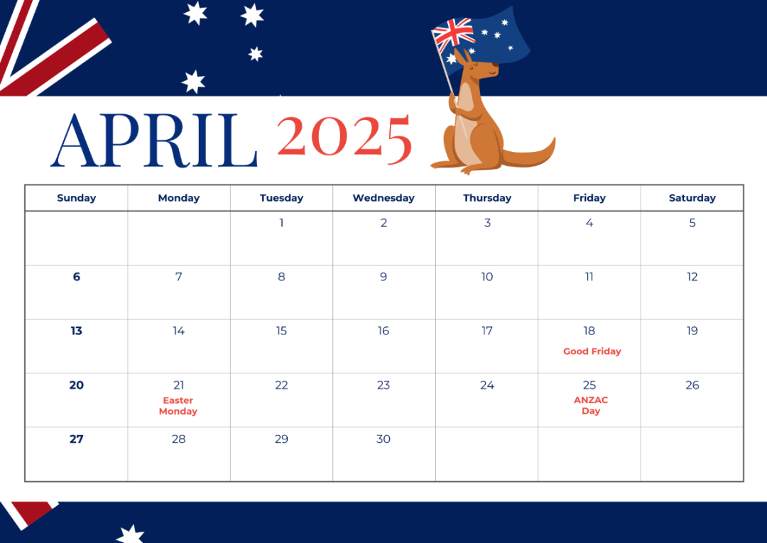 Free April  Calendar with Holidays Template to Edit Online