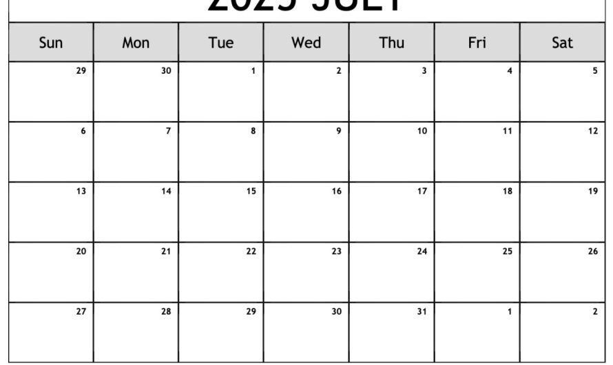 2025 July Calendar Pdf