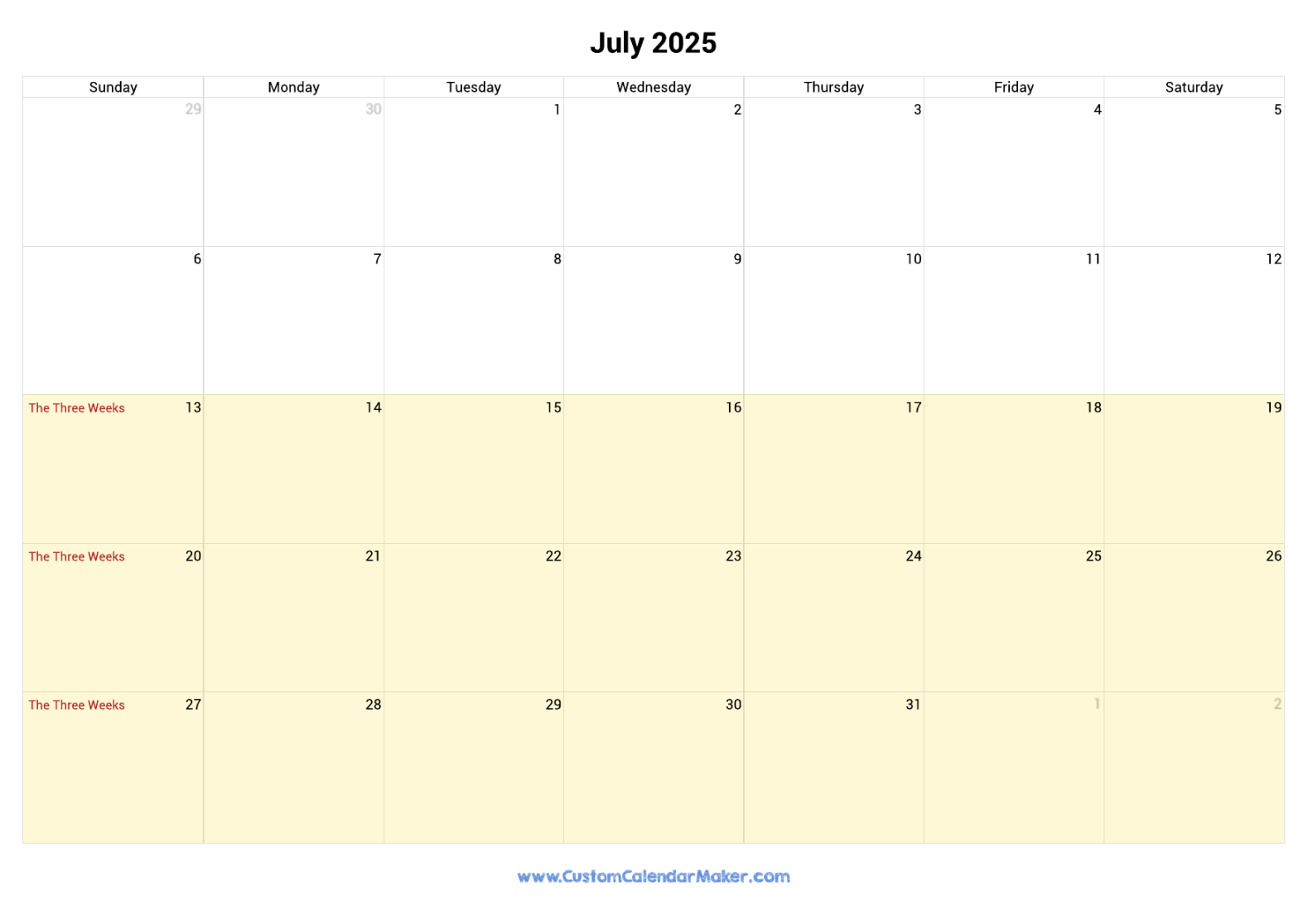 July  Jewish Calendar with Hebrew Holidays  Custom Calendar Maker
