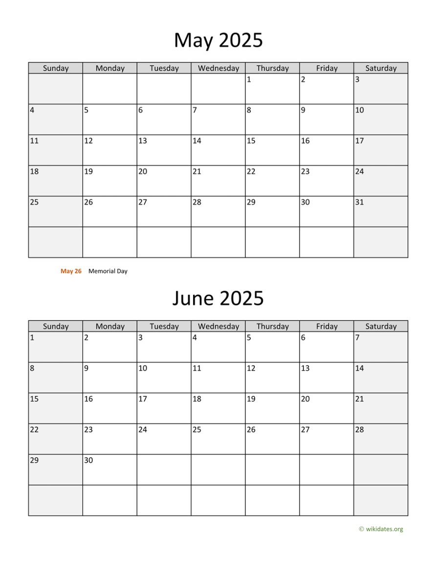 May and June  Calendar  WikiDates