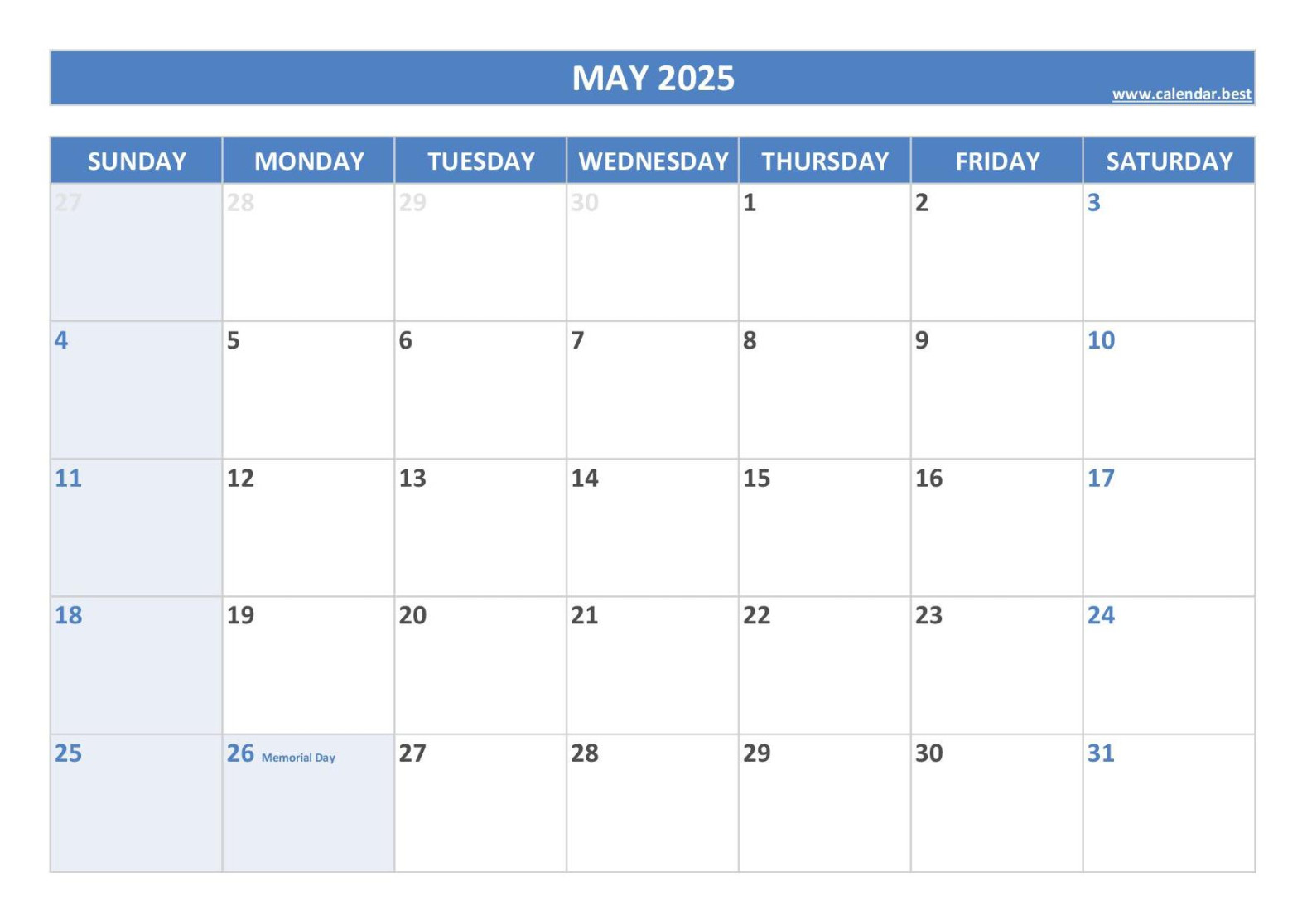 May  calendar -Calendar