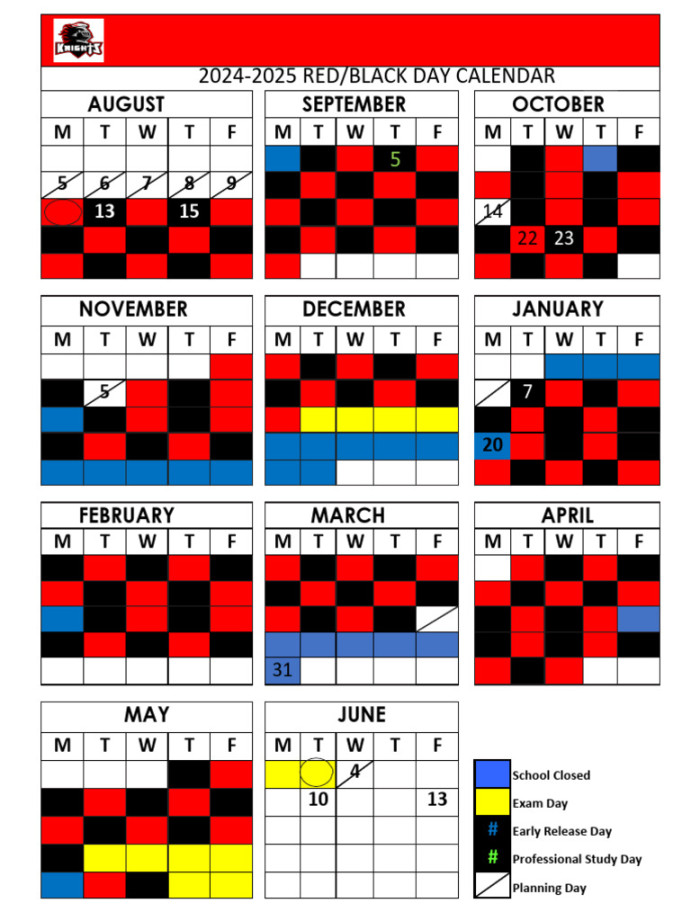 Monarch Red - Black Calendar -  PDF