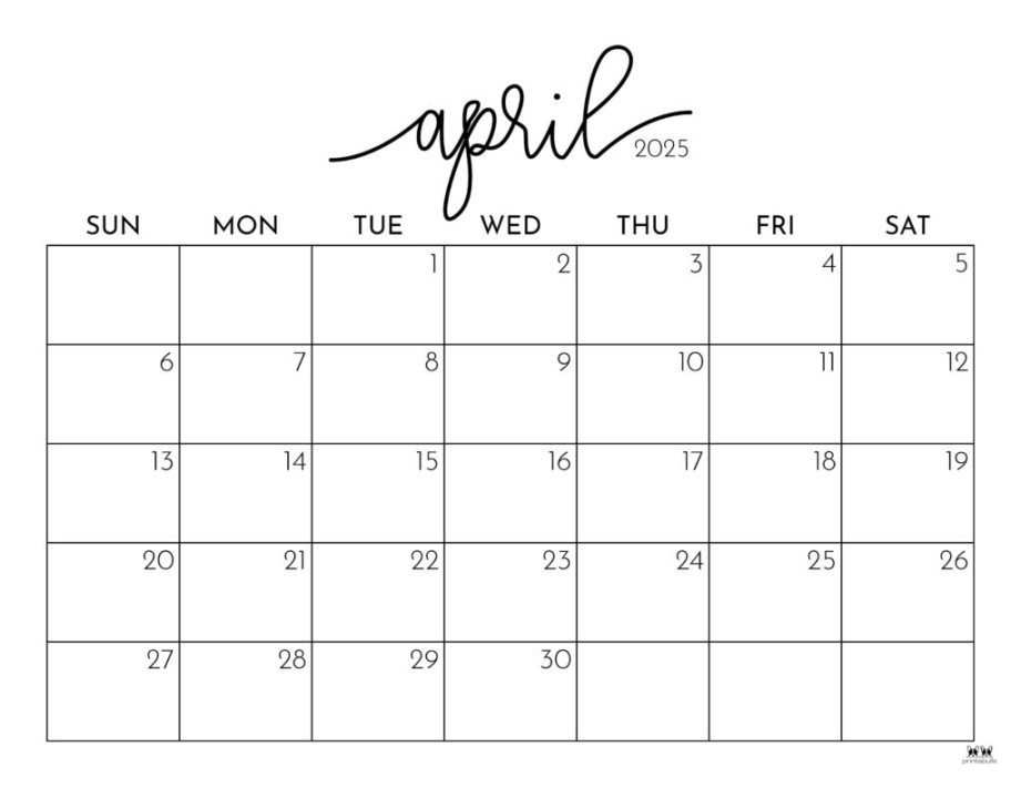 April  Calendars -  FREE Printables  Printabulls