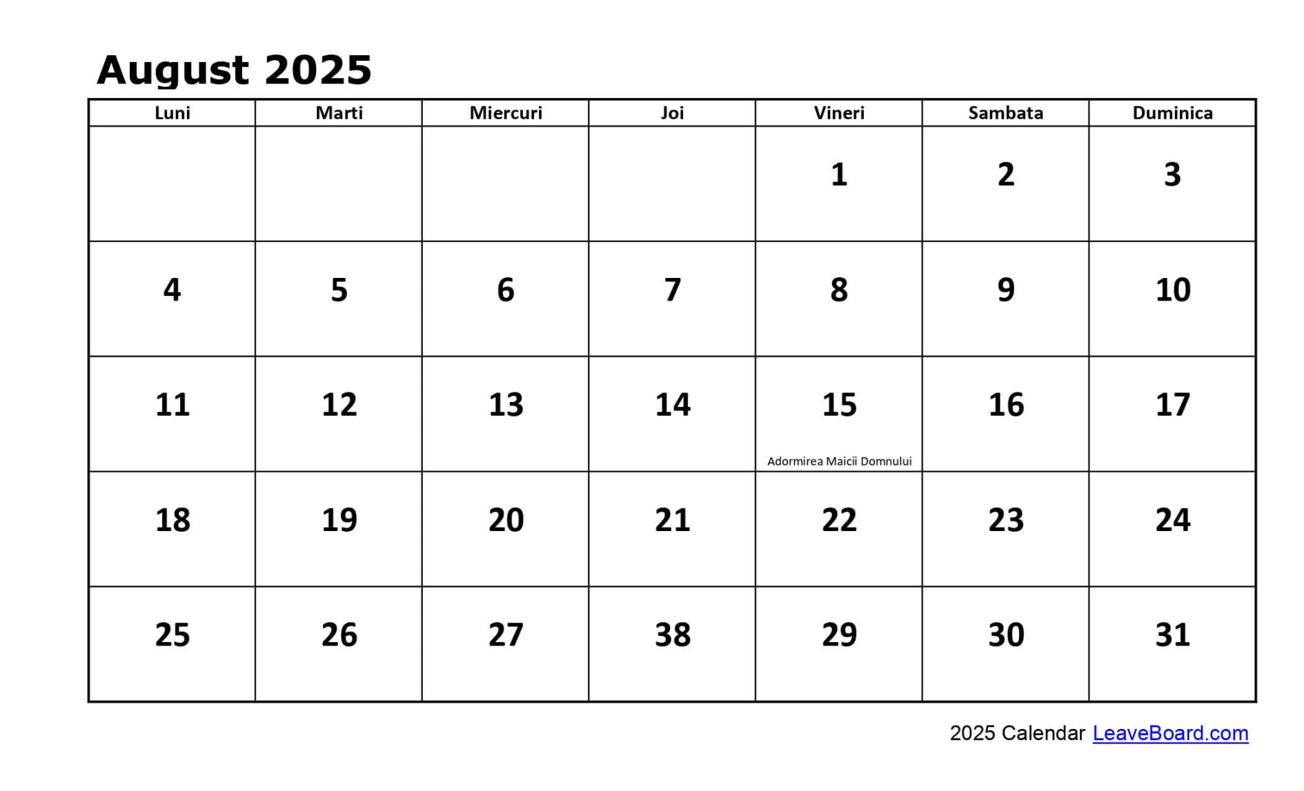 Calendar   Calendar  Romanesc  LeaveBoard