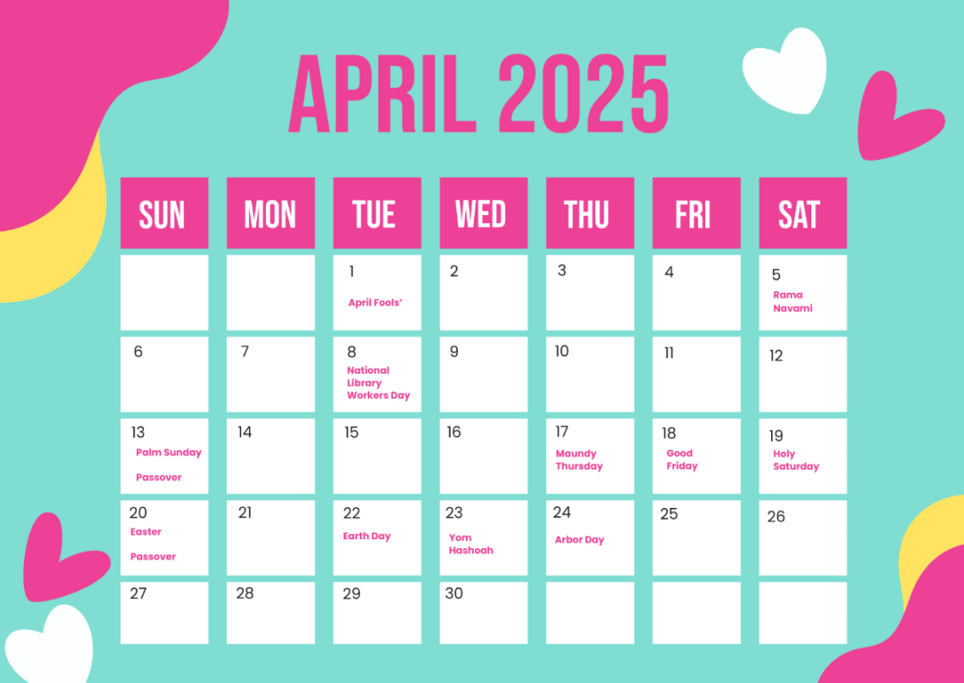 Free April  Calendar with Philippine Holidays Template to Edit