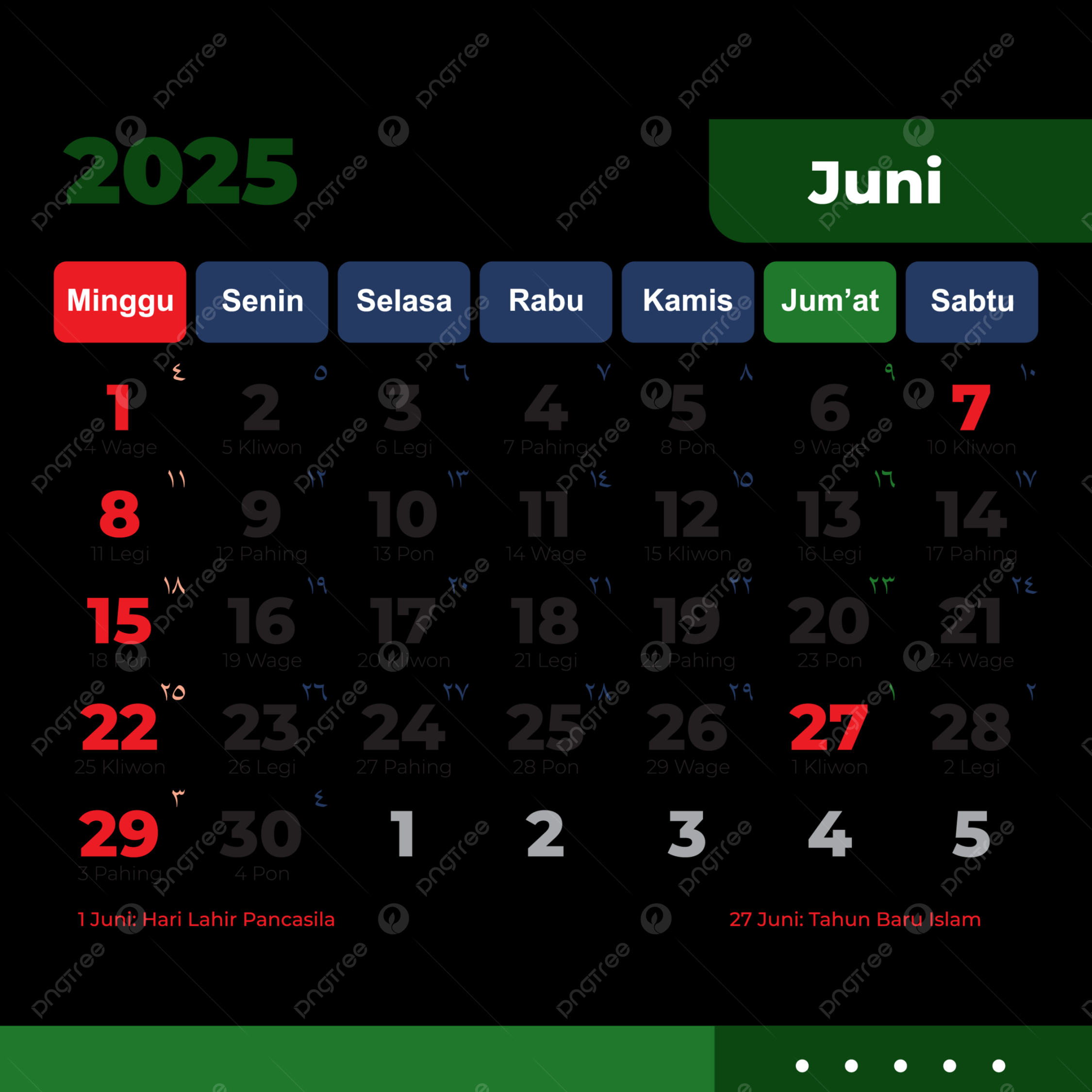Hijri Calendar June  Complete Vector Download,  Hijri