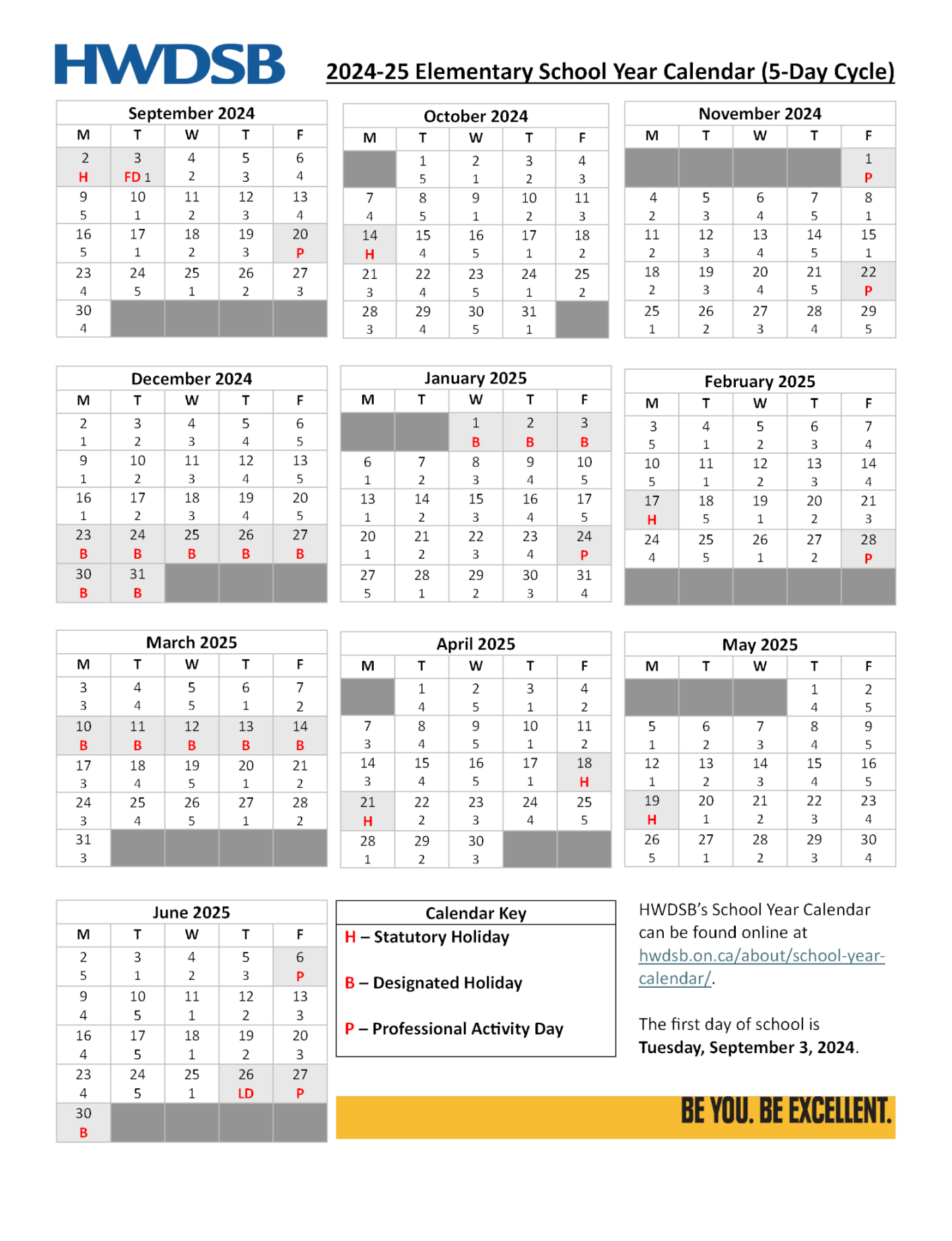 - HWDSB School Year Calendars  Hamilton-Wentworth District