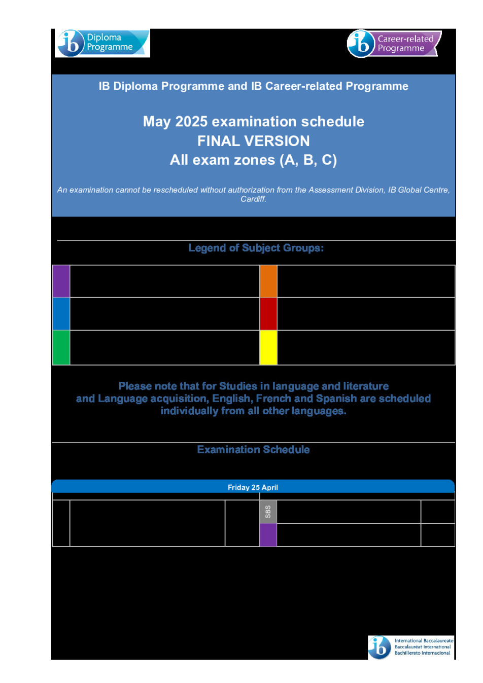 IB exam schedule May  - Washington - Liberty