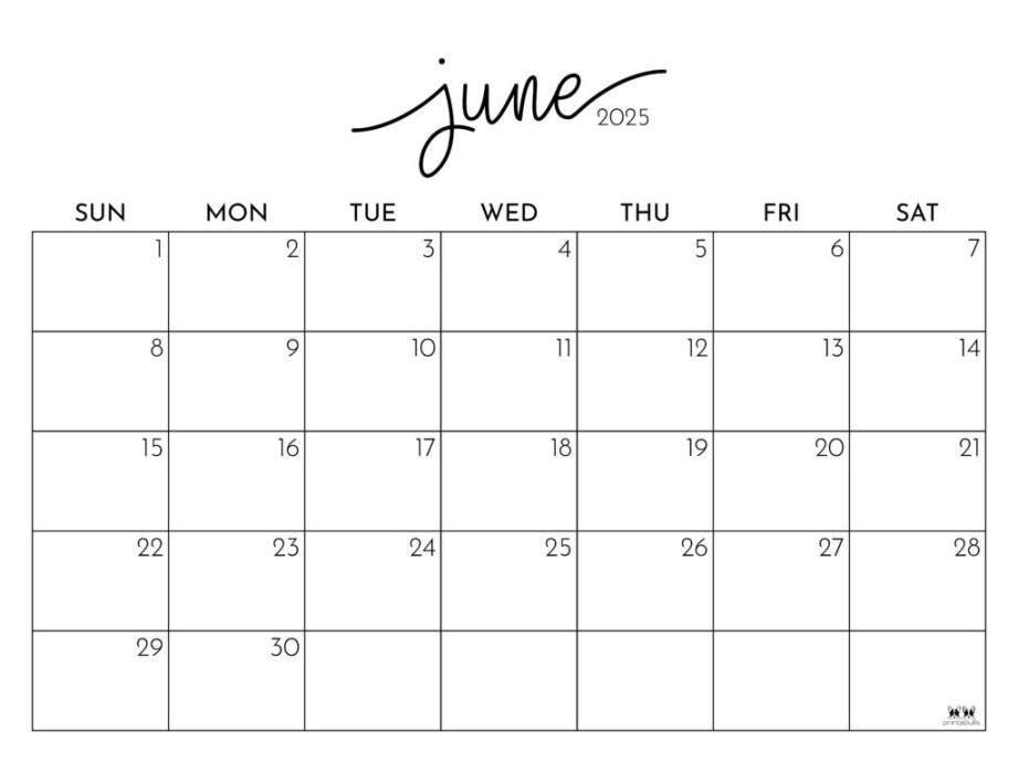 June  Calendars -  FREE Printables  Printabulls