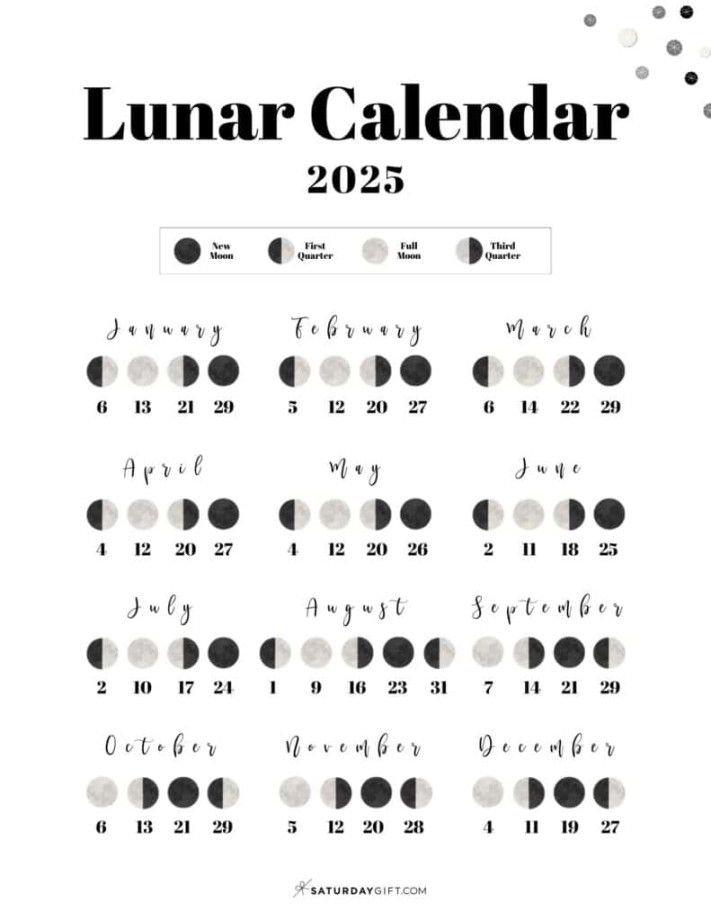 Moon Phase Calendar -  Cute & Free Printable  Lunar Calendars