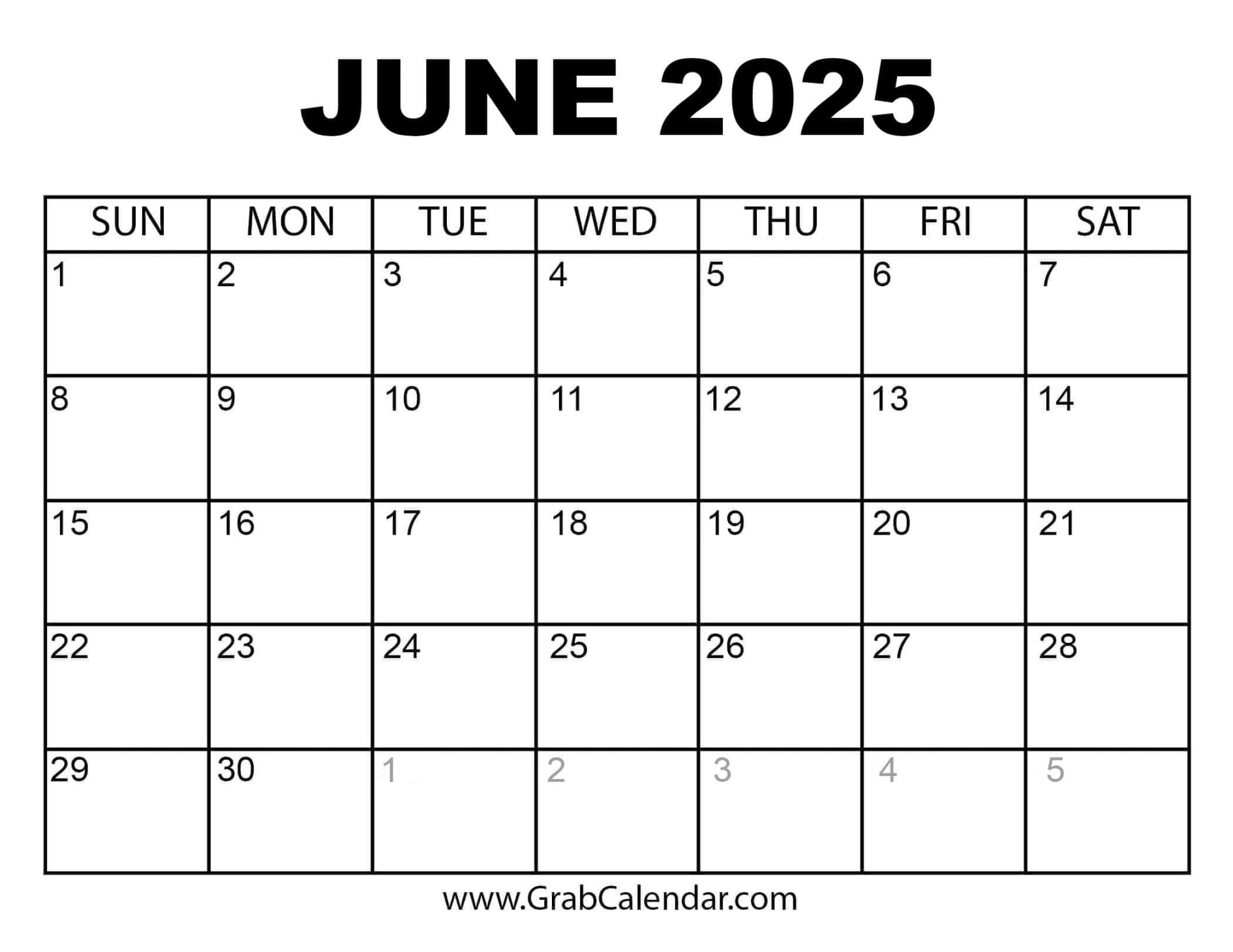 Printable June  Calendar