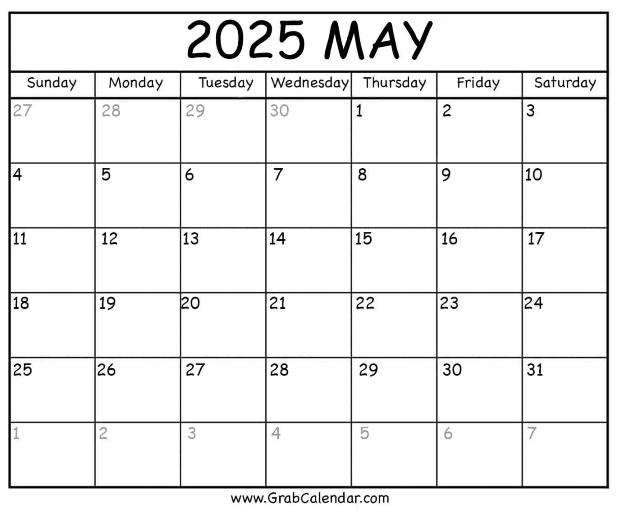 Printable May  Calendar