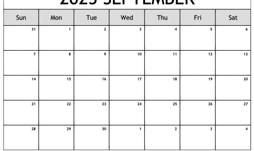 2025 Year September Calendar